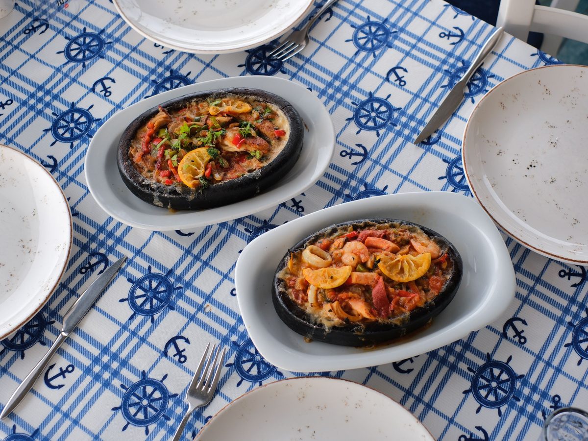 Fine-dining seafood plate