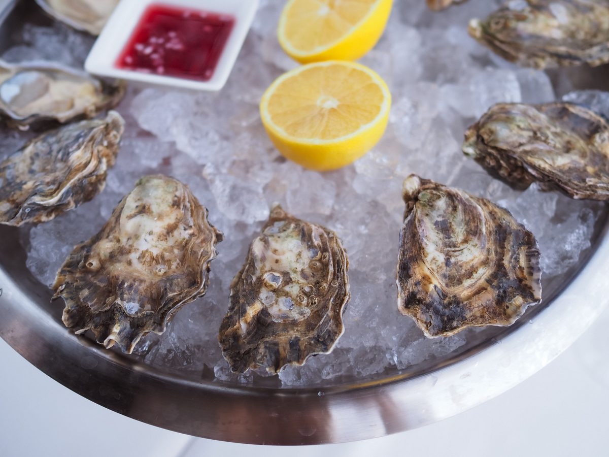 Freshly shucked oysters on the half shell